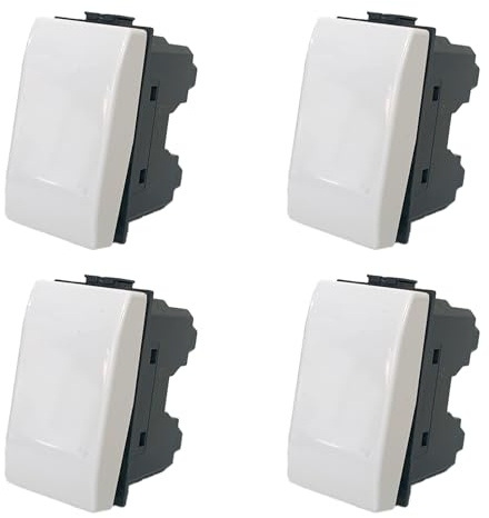 Set di 4 Interruttori Compatibili con bticino Matix, Interruttore Ideali per Frutti Elettrici e Compatibili con Bticino Matix Pulsanti (4 Interruttori Unipolari)