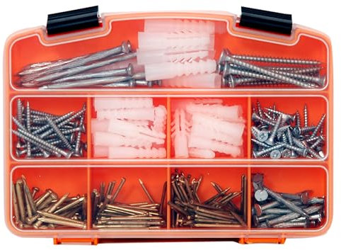 Netzerkoz set di 335 pezzi di viti per truciolato, chiodi per cemento e tasselli – 220 viti a croce, 30 tasselli, 85 chiodi