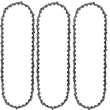 Fuikupe Paquete de 3 cadenas de motosierra para barra de 35 cm, 50 eslabones de transmisión, paso LP de 3/8 pulgadas (1,1 mm) de calibre de cadena de motosierra de bajo retroceso