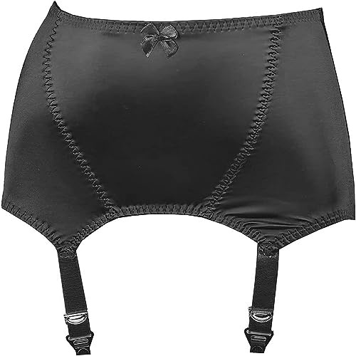 RABNZHDEO Reggicalze Sexy da Donna Cintura Reggicalze in Raso Vintage con 6 Cinghie Clip in Metallo per Calze Autoreggenti(Black,3XL)