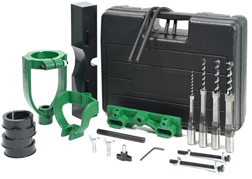 Drill Press Mortising Attachment Kit, 4 Model Drills Square Hole Hollow Chisel Set, Bench Drill Locator Set Mortise and Tenon Tools for Woodworking Tenoning Drilling Machine