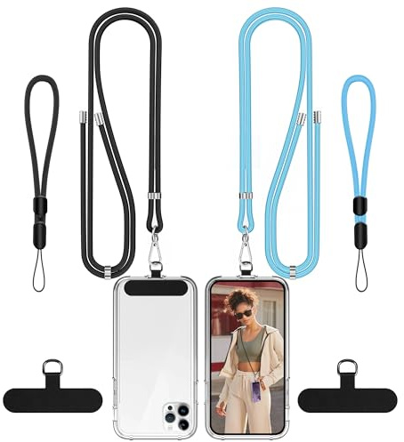 COCASES Phone Lanyard Crossbody with Tabs Adjustable Anti-Theft Wrist Strap | 2 Pack Phone Nylon Strap for Neck Multifunctional Universal Cellphone Chain for Outdoor Travel Compatible with Smartphone