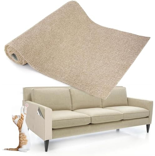Cat Scratching Mat - 100 x 30cm Self-Adhesive Sofa Protectors for Pets, Anti-Cat Scratch Furniture Protector, Fit for Wall/Floor/Leather/Fabric Couches | Washable & Trimmable