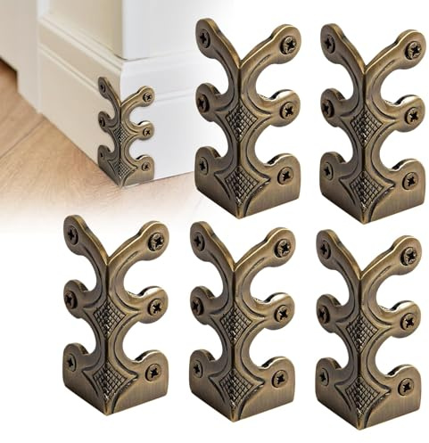 2026 Skiffers Baseboard Corner Protectors, Brass Corner Protectors Baseboard, Solid Brass Skirting Board Corner Protectors, Vintage Metal Corner Protector for Decorative Protector Cover (Bronze 5pc)