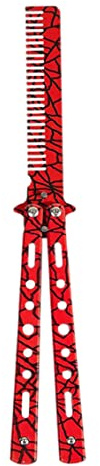 Kammtrainer Edelstahl Ungeschärfter Slice Butterfly Trainingskamm für Anfänger Roter Stahl Klappkamm Übungsschwerter Trainingswerkzeug Übungskammtrainer Butterfly Trainingskamm