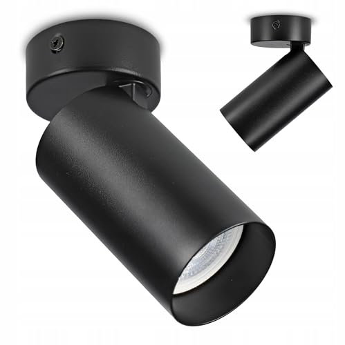 LED Deckenleuchte Einzeln, Dreh- und Schwenkbarer Deckenspot, GU10 Wandspot (ohne Leuchtmittel), Retro/Vintage Deckenlampe 230V für Wohnzimmer, Schlafzimmer, Küche, Schwarza (7971)