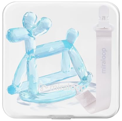 Miraloop Crystal Jelly Baby Teether – Teething Toys 3-6 Months Food Grade Silicone Teether with Storage Box and Pacifier Clip, Safe for Babies (Voyages Clip+Box)
