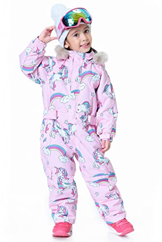BUMDEEP Kid's Baby One Piece Snowsuits Overalls Ski Suits Jackets Coats Jumpsuits Winter Outdoor Waterproof Snowboarding(unicorn,140)