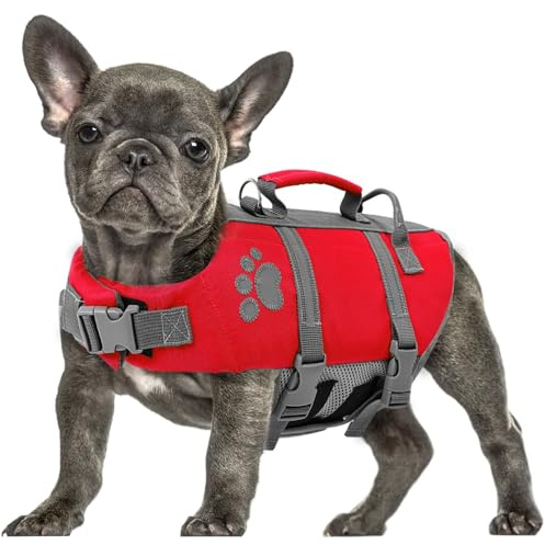Queenmore Schwimmring für Hunde, Größe XL, leicht, verstellbar | Reflektierend, für große Hunde, Schwimmen, Kajak, Paddleboarding für Labrador, Golden Retriever (XL, Rot)