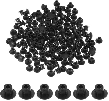 sourcing map 120Pcs Plastic Hole Plugs, 1/5(5mm) Flush Type Panel Round Screw Caps Cover Fastener Knockout Locking Plugs for Furniture Insert End Caps Panels, Black