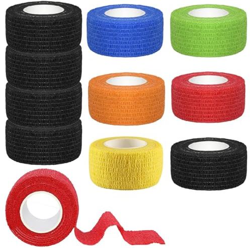 PYEUIFT 10 Pièces Pansements Auto-AdhéSifs - Pansements Auto-AdhéSifs pour Gonflements du Poignet et de la Cheville, Tube de Ruban AdhéSif pour Machine à Tatouer (2,5cm X 4,5m/6 Couleurs)