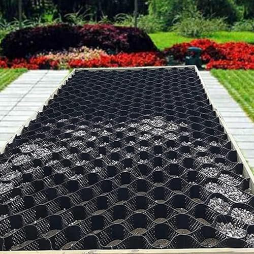 Grilles de gravier robustes de 5,1 cm pour parkings, allées et jardins – Grille géographique en polyéthylène haute densité (taille : 4 x 9 m) pour un soutien et un drainage optimaux.