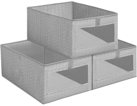 lompyeu Scatole Portaoggetti, 3 Pcs 40 x 30 x 19.5 cm Scatola Porta Oggetti- Design Sottile e Leggero, Ceste Contenitori per Armadio Vestiti Bagno Organizer
