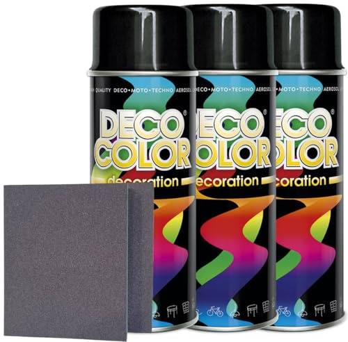 Craft-Equip DC 3er Sparpack Lackspray nach RAL in 400ml zur Lackierung von Auto Stahl Aluminium Beton Holz und 2 Stück Schleifpads (3 Dosen in schwarz glanz RAL 9005 + 2 Stück Schleifschwamm)