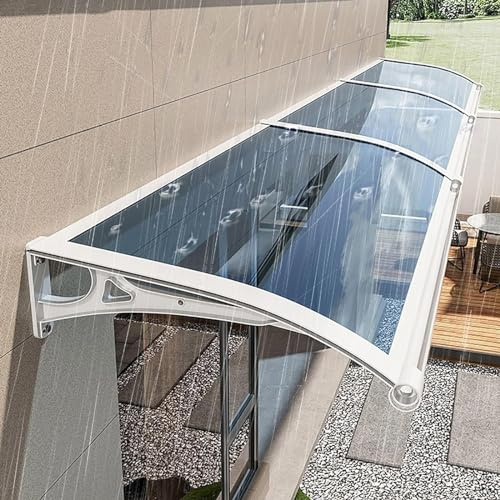 Dtyubfg Toldo para Puerta de Entrada con sección Lateral, 80x300cm, Marquesina Transparente de policarbonato de 6 mm y Aluminio, marquesina de Puerta para protección Exterior contra la Lluvia