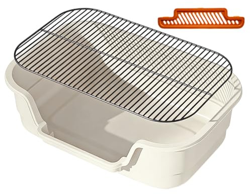 Arenero Grande para Gatos - Rejilla de Acero Inoxidable Extraíble para Inodoro de Entrenamiento,Baño para Perros con Recipiente - para Mascotas Interior Y Exterior En Hogares Apartamentos Y Casas con