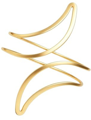 XNFUOE Boho Moon Upper Arm Bracelet Cuff Gold Hollowed-Out Crescent Open Arm Bangle Bracelet Goddess Costume Accessory for Dress Up