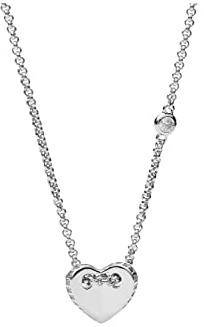 Fossil JFS00425040 Damen Collier Herz Sterling-Silber 925 Silber Weiß Zirkonia 47 cm