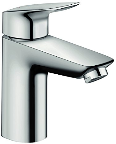 Hansgrohe Waschtischarmatur Logis 100, 7110000, Einhebelmischer für Waschtisch mit Keramikkartusche, Temperaturbegrenzung, Chrom, 09696 6