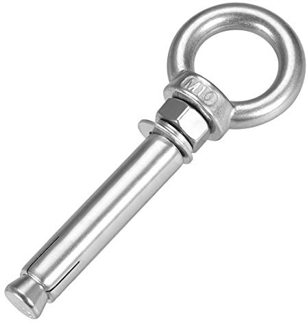 sourcing map M10 x 90 Expansion Eyebolt Eye Nut Screw with Ring 304 Stainless Steel Anchor Raw Bolts 1 Pcs