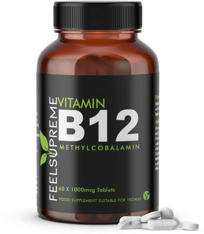 Vitamin B12 60 x 1000mcg Tablets - High Strength Supplement - Pure Methylcobalamin - Brain Function, Immune System, & Energy Support – for Men & Women - Made in The UK