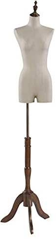 ERLAN Schneiderpuppe Mannequin Weibliche Körperform mit Standfuß, Schaufensterpuppen Torso für Hochzeitskleid/T-Shirt/Jersey, Dummy Dress Model, Höhenverstellbar 140-175cm (Color : Wooden Tripod)