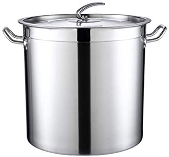 WHLMYH POT Zuppiera con coperchio, in acciaio inox, a conduzione rapida, diametro 26 cm, altezza 25 cm, argento, 47 cm e 45 cm