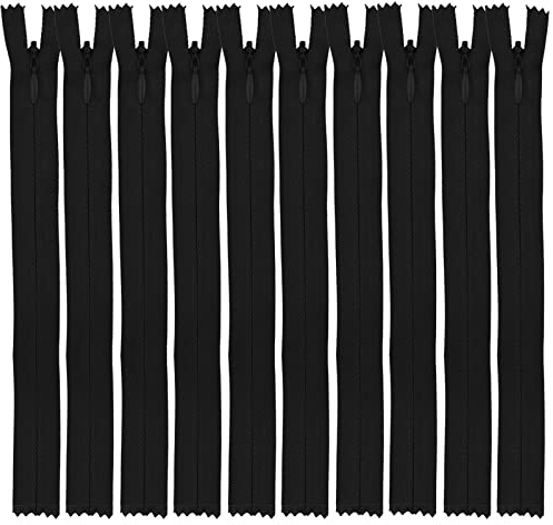 DOITEM 10 Cerniere Invisibili in Nylon Multicolore Invisibili da 20 cm, per Cucito e Artigianato, Colore Nero