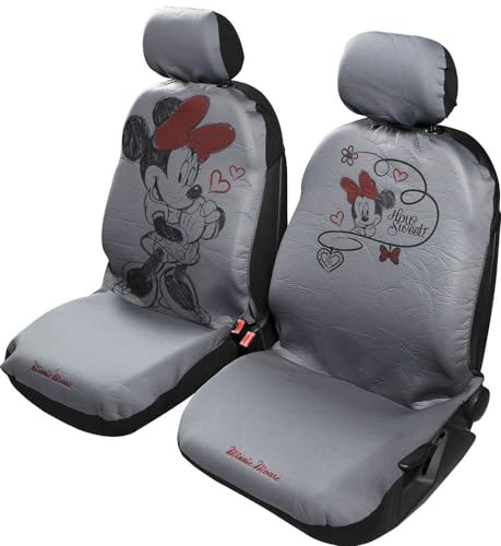 Tataway Paar Vordersitzbezüge Minnie Mouse Mickey Mouse Kopfstütze grau rot universal kompatibler Airbag für alle Autos