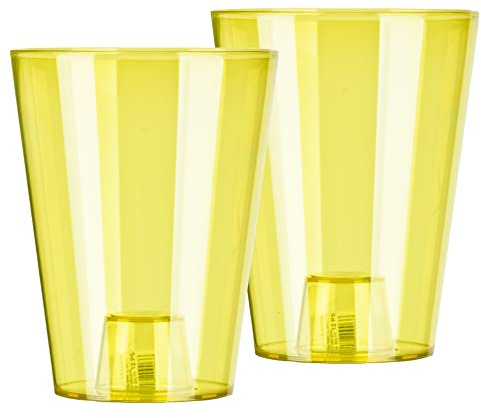 Tymar Orchideentopf Übertopf, 2er-Pack, transparent, Blumentopf, Blumenkübel für Orchidee, Pflanzentopf aus Kunststoff, Moderne, schlanke, Runde Form, STOOKPS001 (Gelb Transpartent, ø 12 cm) | transparent, Blumentopf, Blumenkübel für Orchidee, Pflanzentopf aus Kunststoff, moderne, schlanke, Runde Form, STOOKPS001