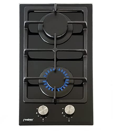 Phönix Domino-DG Plaque de cuisson à gaz encastrable en verre 2 feux Propane/gaz naturel