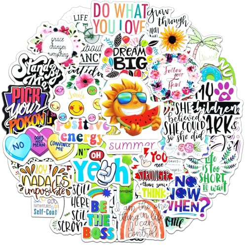Inspirational Quotes Sticker Pack, 100 Pcs Positive Affirmation Motivational Phrase Stickers, Waterproof Vinyl for Laptop, Skateboard, Journal, Suitcase, Phone, Bike, Macbook