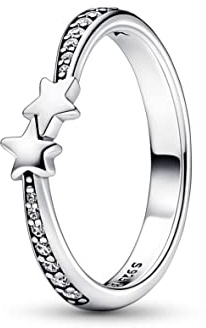 PANDORA Anello brillante Moments Shooting Stars in argento Sterling con zirconia cubica trasparente, 54