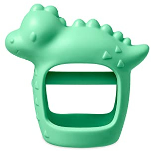 Itzy Ritzy Bitzy Grip Hand Teether - Silicone Teether for Babies - Developmental Teething Toy with Easy-to-Hold Hand Grip, Designed for Babies 3 Months & Up (Dinosaur)