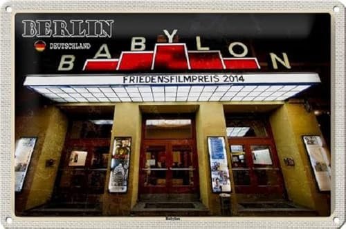 Cartel de chapa de 30 x 20 cm, diseño de Berlín de Alemania, diseño de cine Babylon – DekoNo7