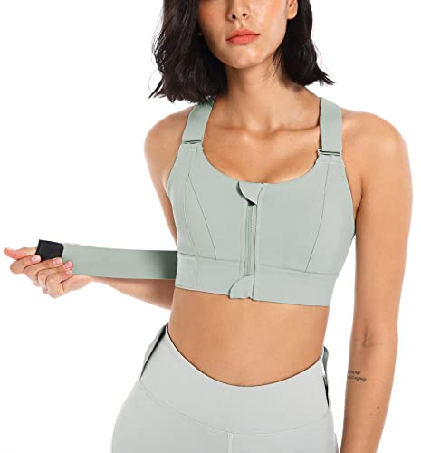 Soutien Gorge de Sport Push Up pour Femme Fermeture Zippée Devant Non Rembourré Sport Push Up Grande Taille Soutien-Gorge sans Armature XXL