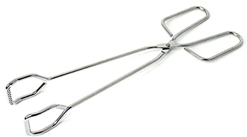 KICHOUSE 2pezzi Pinze Per Alimenti in Acciaio Resistente Pinze Per Pane e Barbecue Per Cucina e Campeggio All Aperto Design Antiscivolo Manici Lunghi Resistente Al Calore