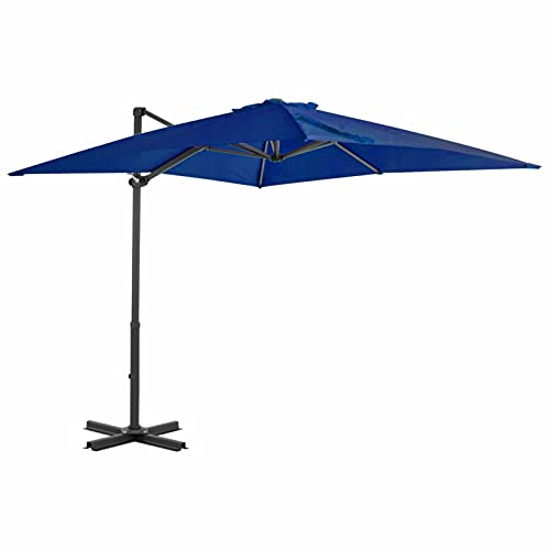 GuyAna Ampelschirm mit Aluminium-Mast Windsicherung Ampelschirm Sonnenschirme FüR Terrasse Garten Sonnenschirm Azurblau 250x250 cm