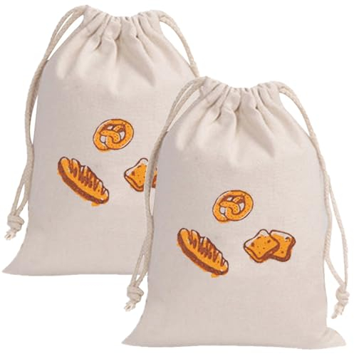 2Pcs Sacchetto Pane,Sacchetto Pane Salvafreschezza,Borsa a Baguette,Sacchetti Per Pane in Lino Riutilizzabili con Coulisse,Busta Pane Stoffa,Per Prodotti da Forno Frutta e Verdura,31 × 38cm