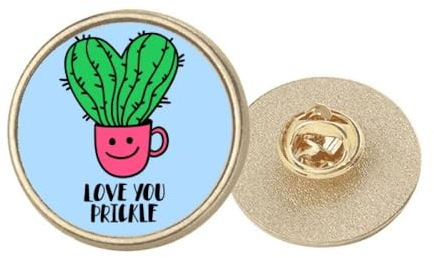 Love You Le Cactus Art Deco Brosche, rund, Metall, goldfarben, M, Metall