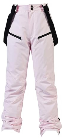 IQYU Pantaloni da sci da donna con bretelle, per attività all'aria aperta, invernali, da trekking, impermeabili, traspiranti, antivento, caldi, da trekking, da caccia, da donna, ZZ rosa, XXL