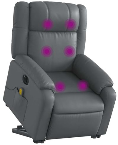 vidaXL Massagesessel mit Aufstehhilfe Elektrisch Grau Kunstleder