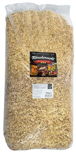 EVERSMOKE Premium Räuchermehl & Räucherchips aus Buche - 15kg - Verschiedene Körnung - zum Heißräuchern und Kalträuchern, Smoken, Grillen, Räuchern & BBQ (De Luxe 2,5-3,5mm)