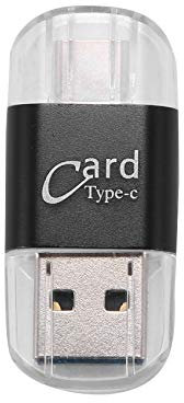 Booso Lettore di Schede in Alluminio USB Tipo C OTG Adattatore per Lettore di Schede di Memoria Esterna Micro-SD/TF per Computer Cellulare (Nero), 182278A1