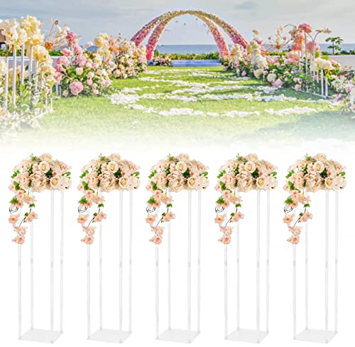 Loohacp 5 Stück Acryl Vase Hochzeit Tafelaufsätze Modern Blumensäule Blumenständer Blumenhocker Hochzeitsblumenregal，Passend für Hochzeiten,Geburtstagsfeier，etc