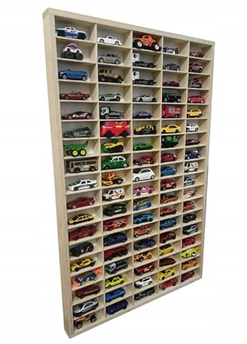 Bil Resorki Hyllor Trä för 92 Bilar Vertikal Plywood Fack Organisatör Display Hängande Hylla