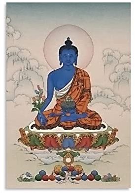 WYYXF Leinwand Bild Medizin Buddha Thangka Handgemalt Traditionelle Tibetische Poster Dekoration Wohnzimmer Schlafzimmer Malerei Ohne Rahmen (30 x 50 cm)