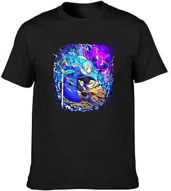 LANGBIRUI That Time I Got Reincarnated As A Slime T Shirt Men Tops Tee Black XL