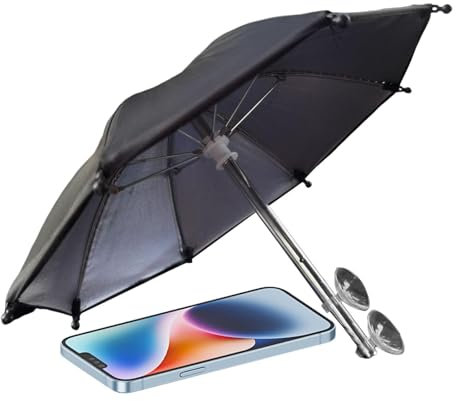 2 Cell Phone Umbrella Sun Shade - Suction Cup Umbrella Sun Hood | Phone Umbrella Holder | 8 Ribs Sunshade Phone Holder | Outdoor Sun Umbrella Mobile Stand | Cellular Umbrella For Sunlight, Rain