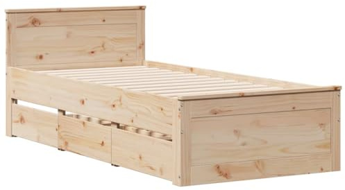 vidaXL Massivholzbett ohne Matratze mit Kopfteil 90x200 cm Kiefernholz